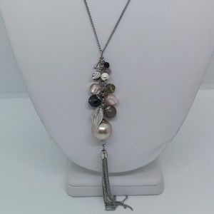 Long y drop necklace with‎ tassel and beads